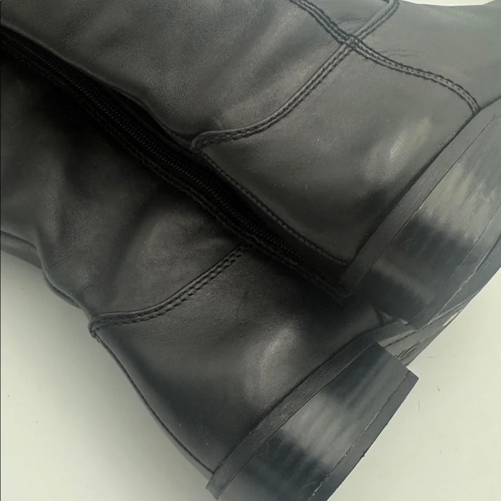 iNC fawne Black Women's riding calf Boots leather 7M casual office fall winter